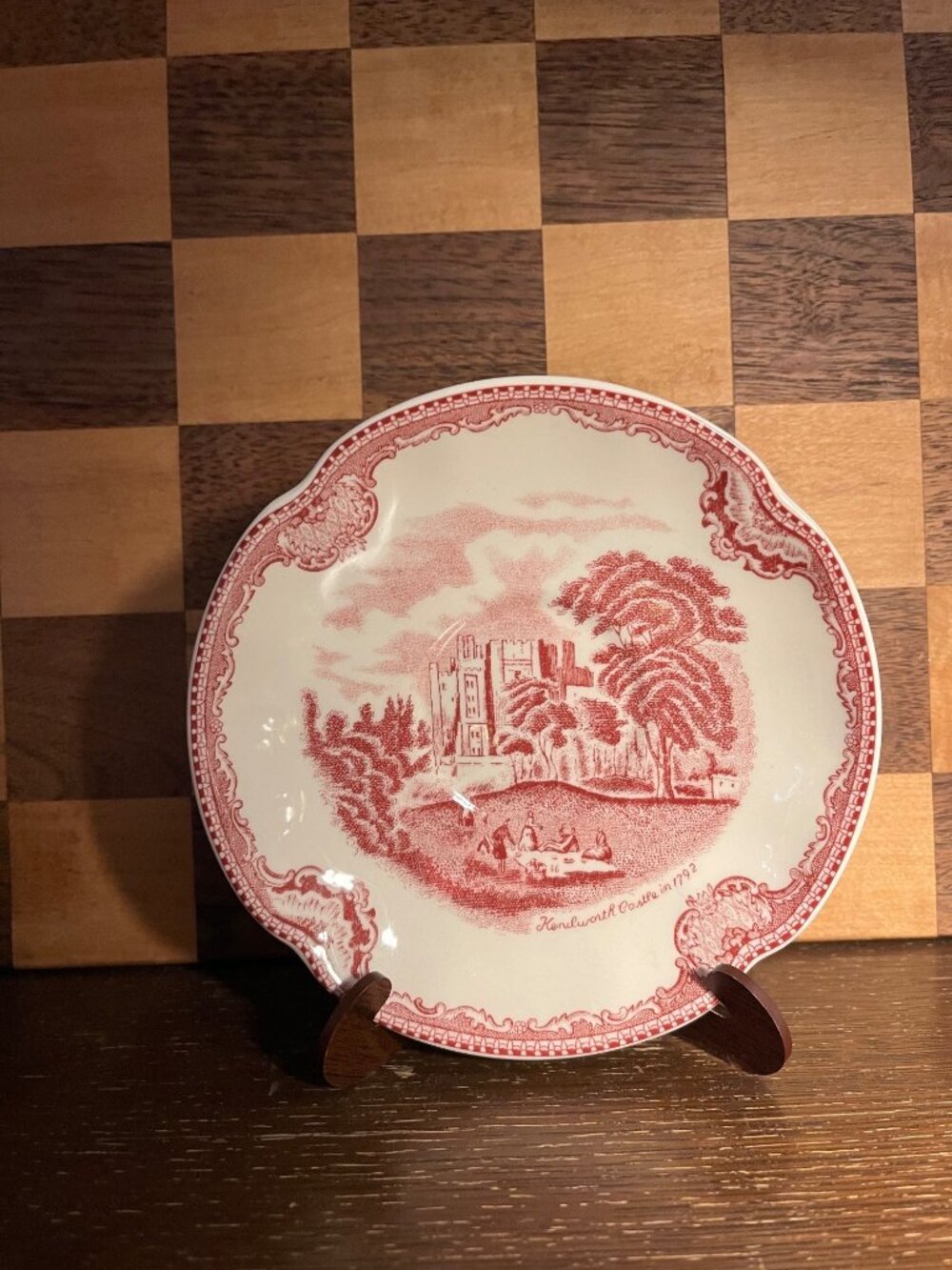 Red Pink Britain Castles Transferware Saucer A135